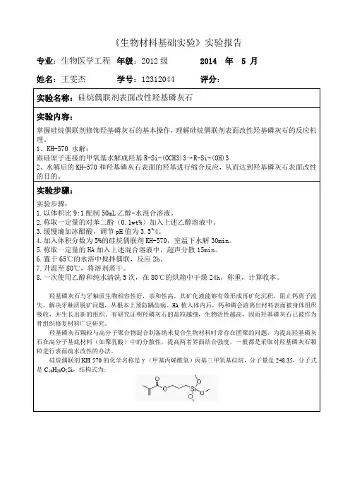 硅烷偶联剂表面改性羟基磷灰石