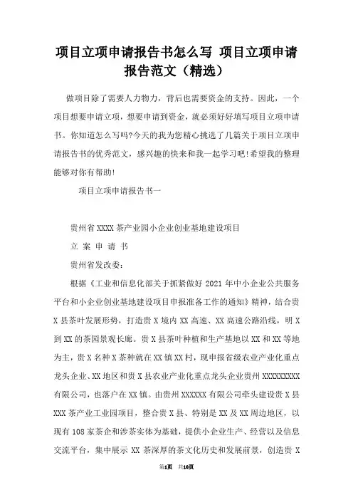 项目立项申请报告书怎么写 项目立项申请报告范文