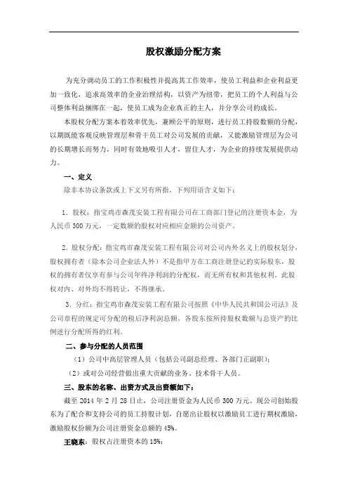 公司股权分配方案