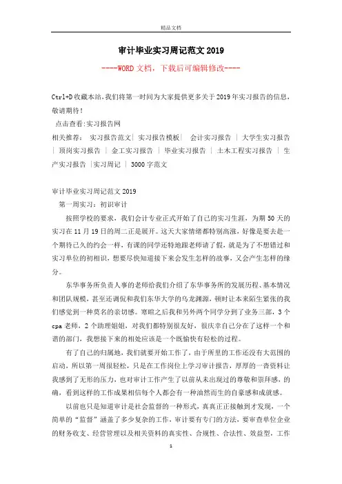 审计毕业实习周记范文2019