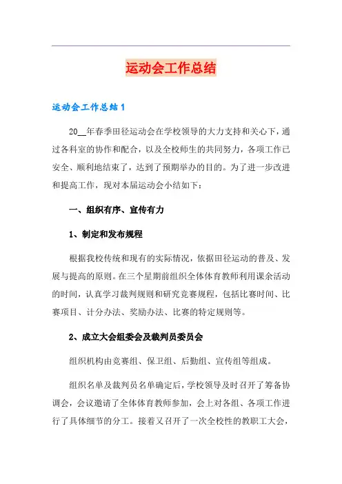 运动会工作总结