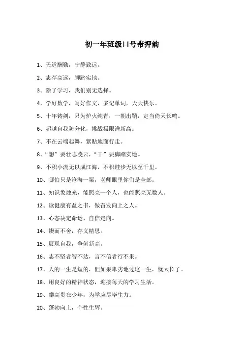 初一年班级口号带押韵