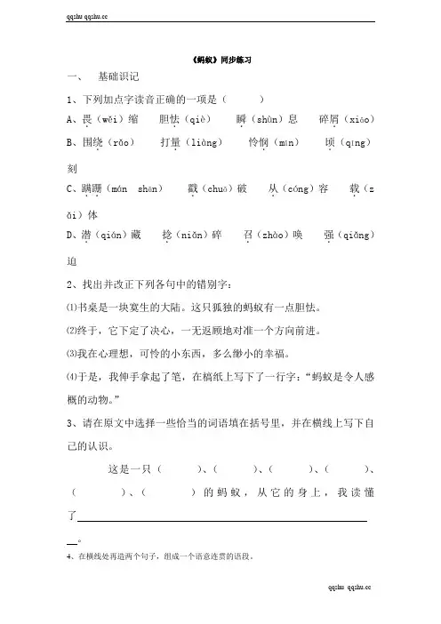 《蚂蚁》同步练习(含答案)