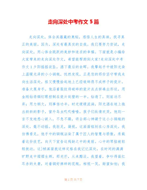 走向深处中考作文5篇
