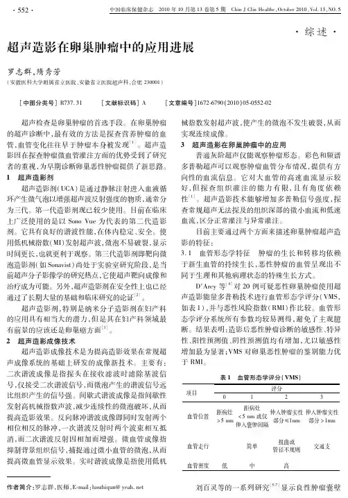超声造影在卵巢肿瘤中的应用进展