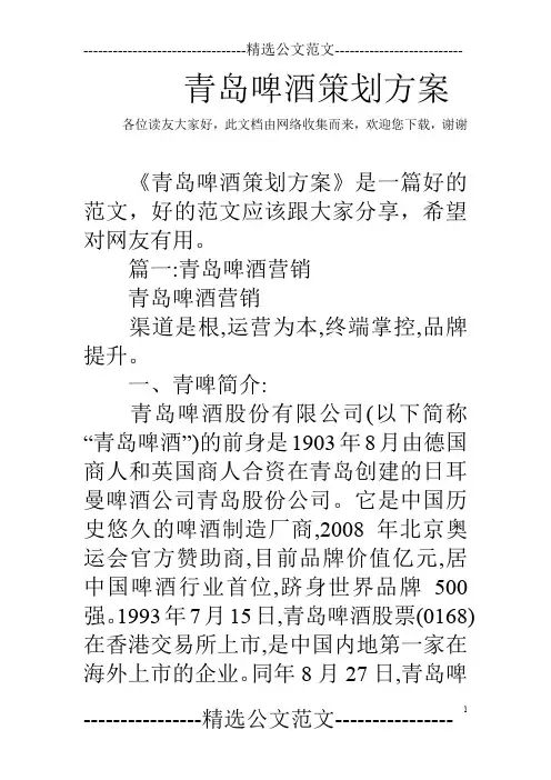 青岛啤酒策划方案