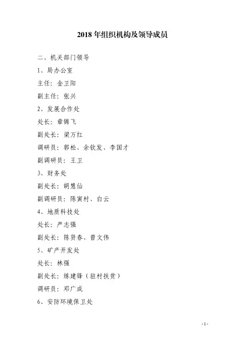 2018年组织机构及领导成员