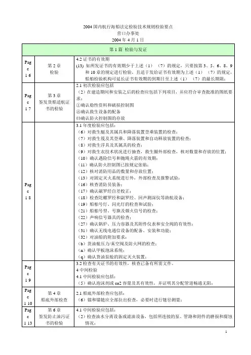 2004国内航行海船法定检验技术规则检验要点