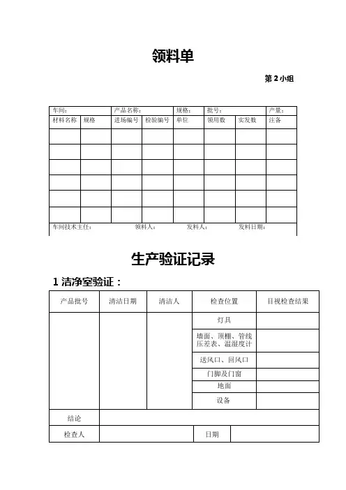 药品领料单