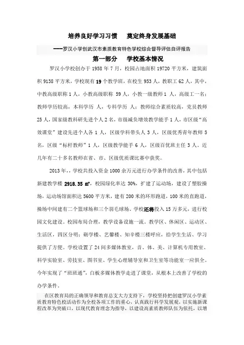 素质教育示范校创建自查报告