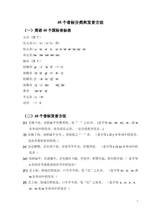 英语48个音标分类和发音