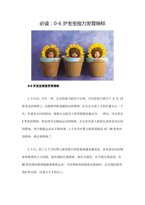 必读：0-6岁宝宝视力发育指标