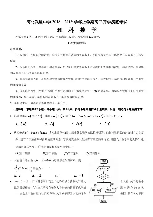 河北省武邑中学2019届高三上学期开学考试数学(理)试题(含答案)