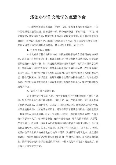 浅谈小学作文教学的点滴体会