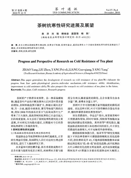茶树抗寒性研究进展及展望