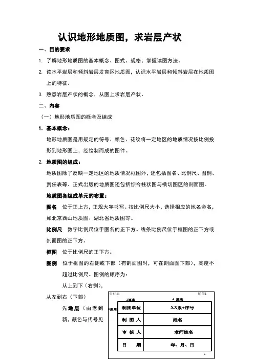 认识地形地质图-求岩层产状
