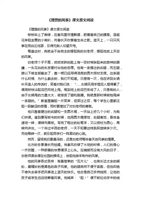 《理想的风筝》课文原文阅读