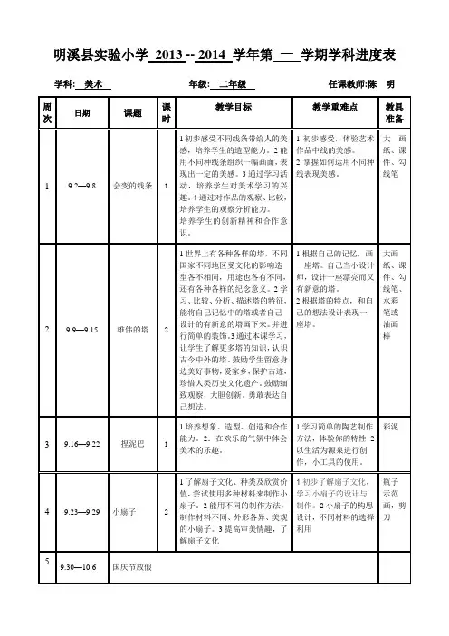 人美二年级教学进度表