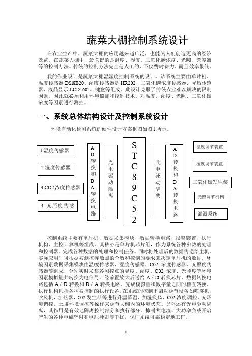 温室大棚温湿度控制系统