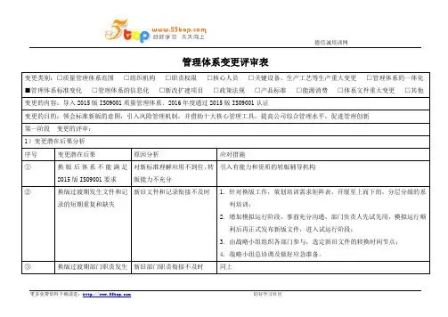 管理体系变更评审表