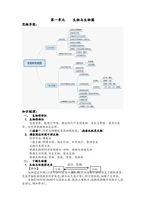 第一单元  生物和生物圈