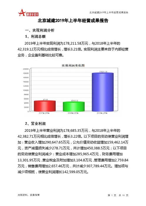 北京城建2019年上半年经营成果报告