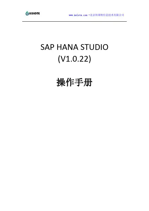 HANA STUDIO操作说明V1.1