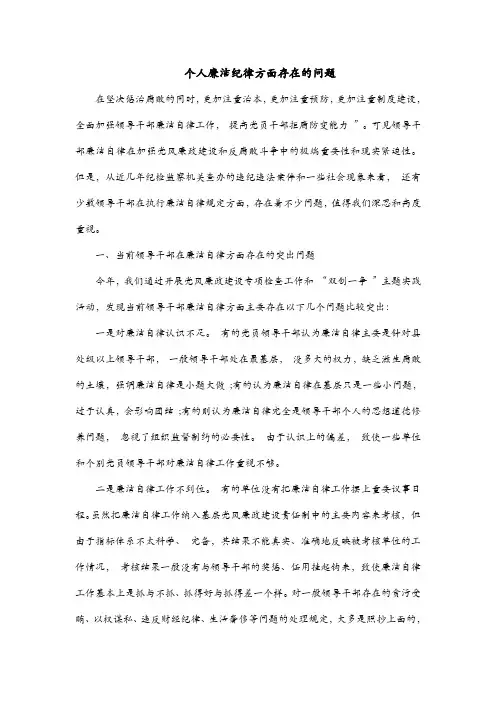廉洁自律方面存在的问题