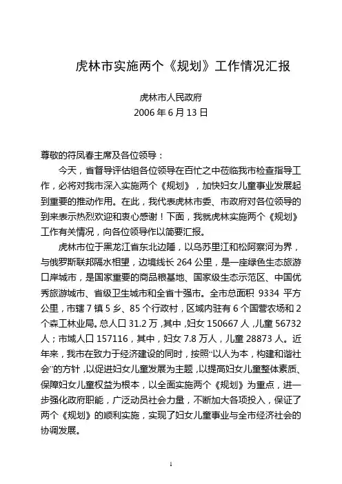 两个《规划》实施情况汇报(新改)