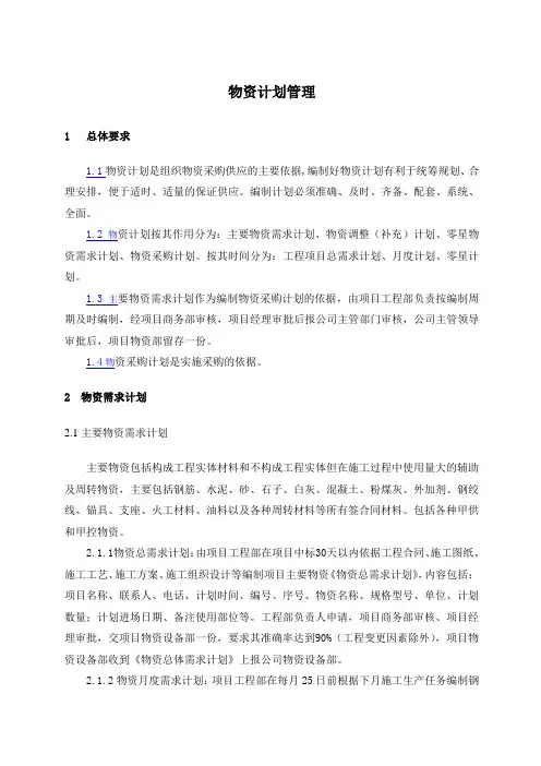 物资计划管理