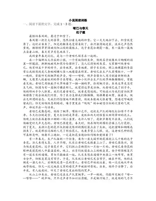 高考文学类文本阅读之小说训练