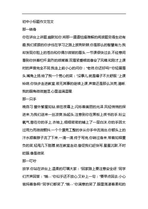 初中小标题作文范文