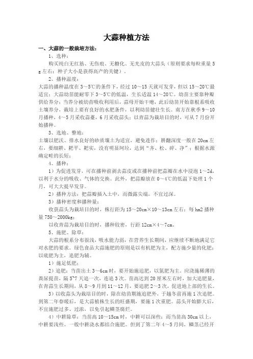 大蒜种植方法)