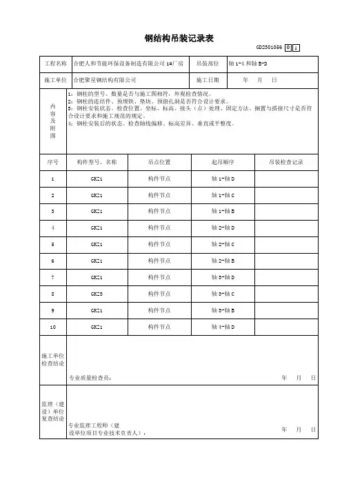 钢结构吊装记录 2