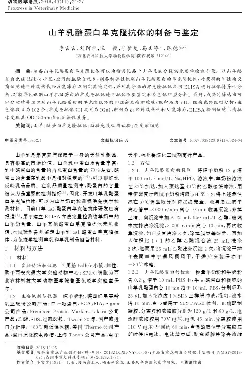 山羊乳酪蛋白单克隆抗体的制备与鉴定