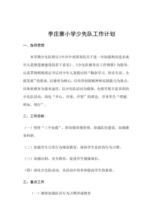 少先队工作计划 4