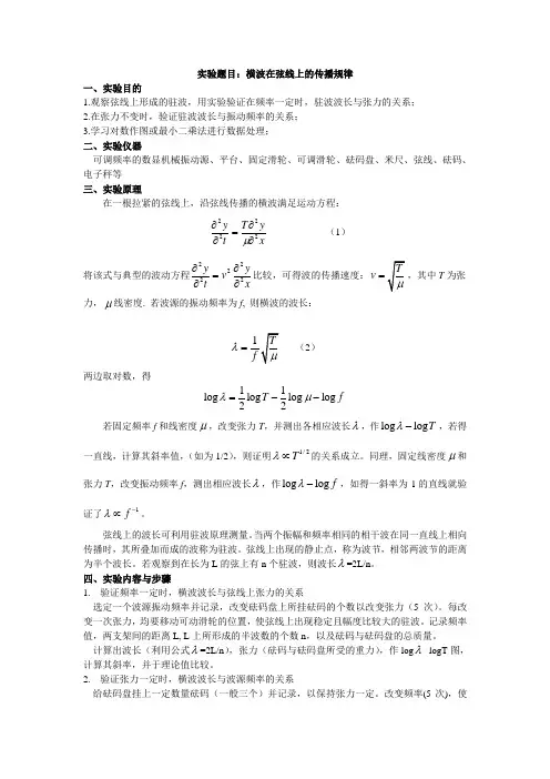 实验报告样本- 弦线上驻波