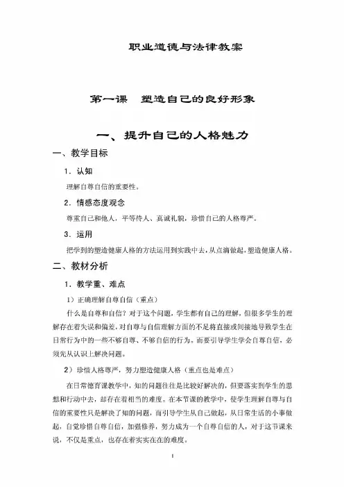 职业道德与法律教案完整版