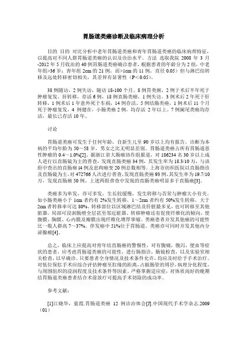 胃肠道类癌诊断及临床病理分析