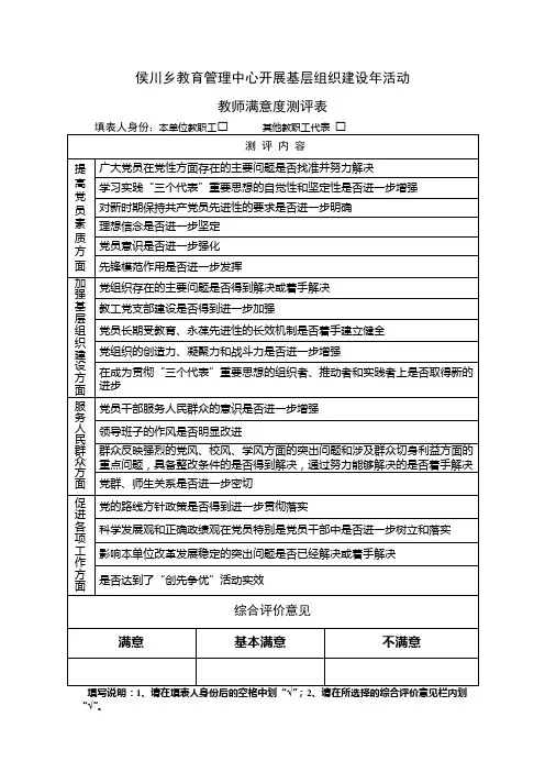 满意度测评表