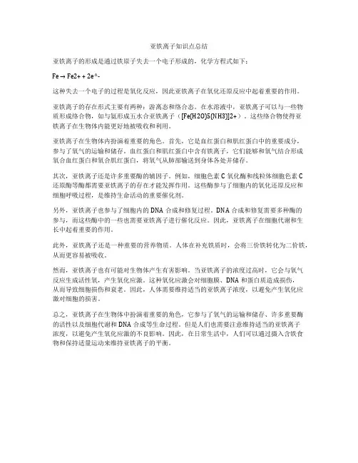 亚铁离子知识点总结