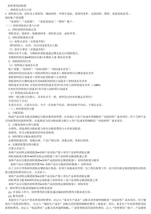 材料费用的核算