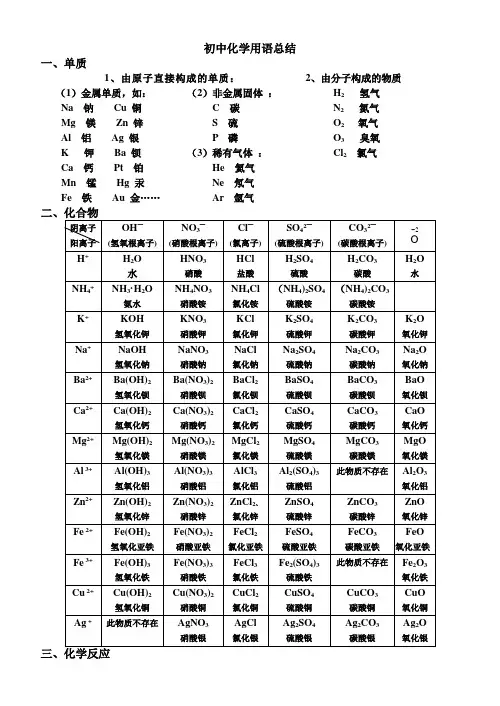 初中化学用语(全)