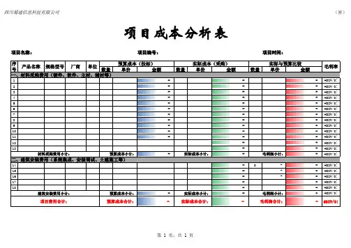 项目成本分析表