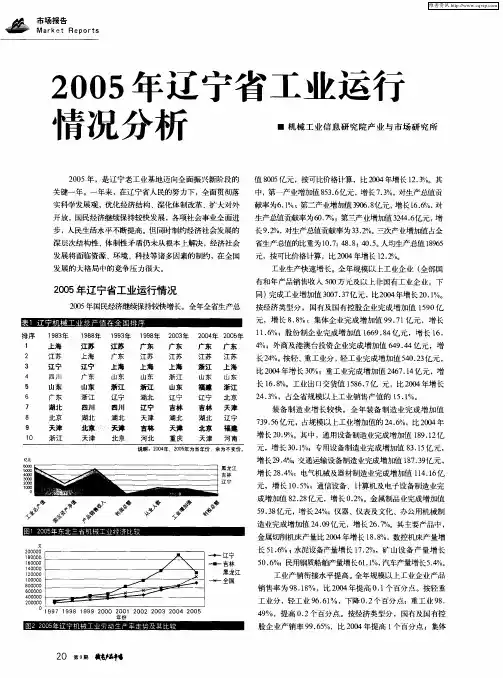 2005年辽宁省工业运行情况分析
