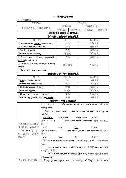 高考英语冲刺：名词和主谓一致