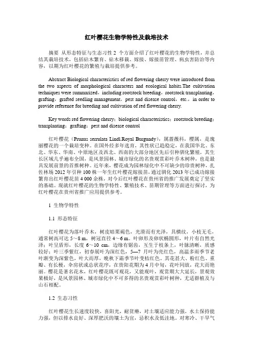 红叶樱花生物学特性及栽培技术 2