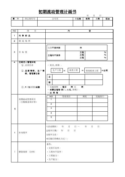 初期流动管理计划书
