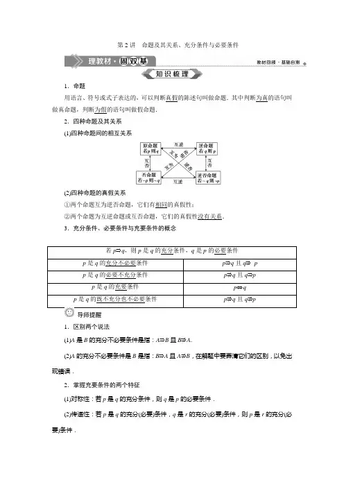 2 第2讲 命题及其关系、充分条件与必要条件