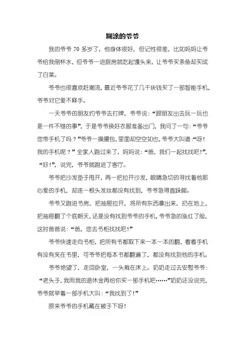 写人作文：糊涂的爷爷作文500字